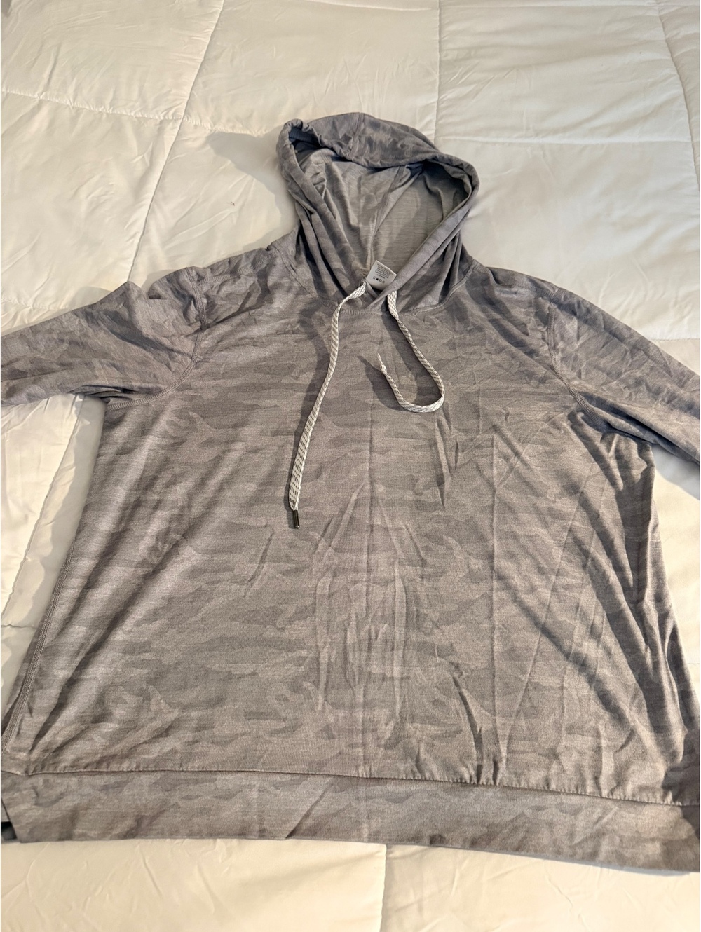 Favorite Soft Pullover Hooded Sweatshirt Gray Camo Print XL